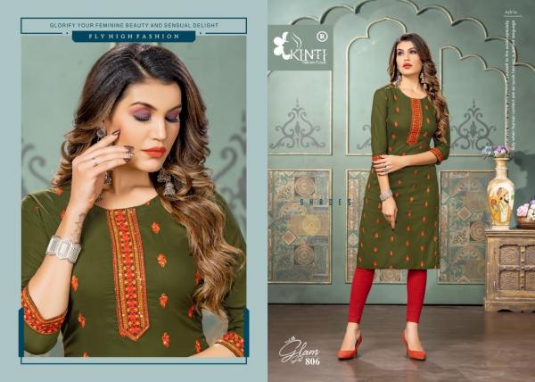 Kinti Glam Girl 8 Rayon Embroidery Straight Cut Kurti Collection